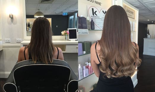 Tape In Hair Extensions, before & afters, Full Head Russian Skin Weft