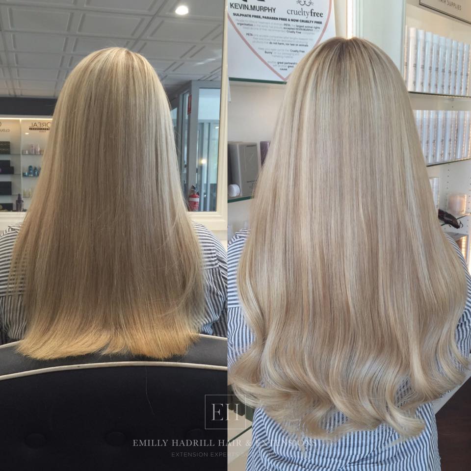Skin weft hair extensions before and after 03, EH Hair & Extensions