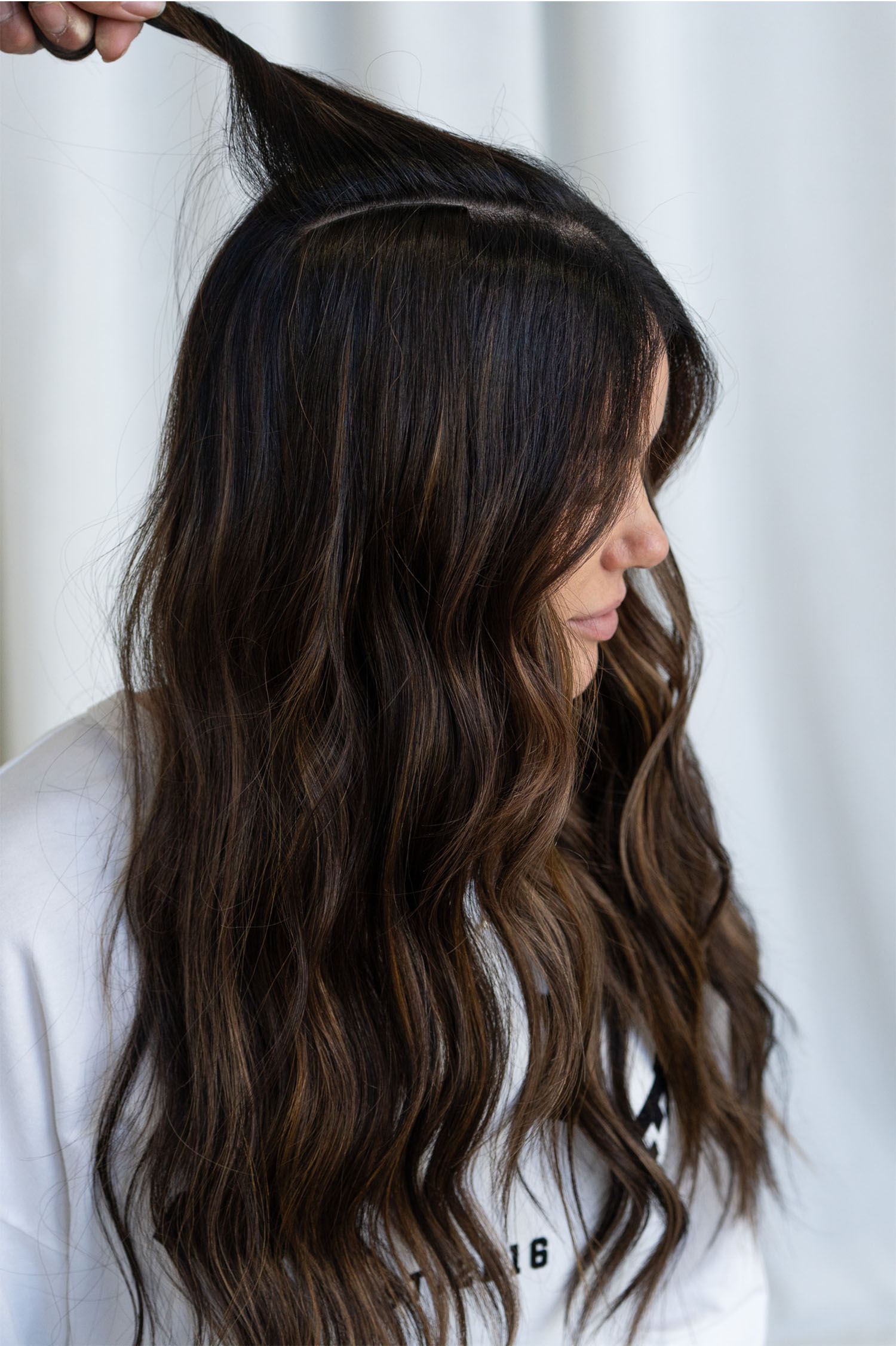 model wearing jadore tape in hair extensions